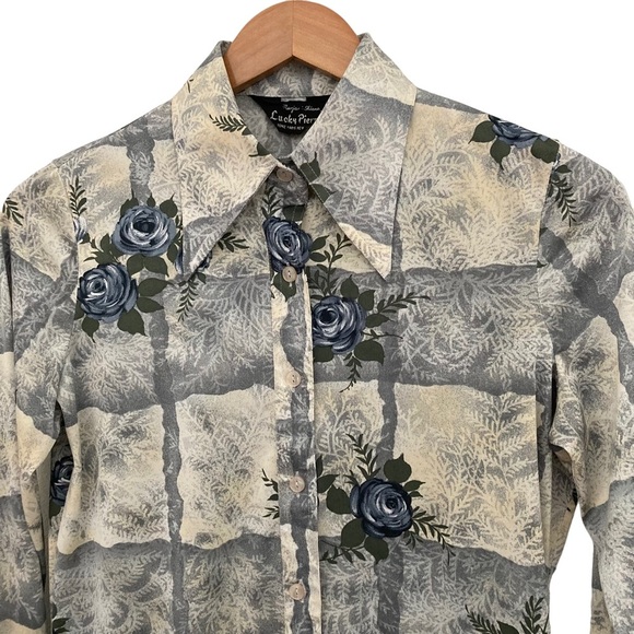 VTG Lucky Pierre Polyester Rose Button Down S - Picture 2 of 10